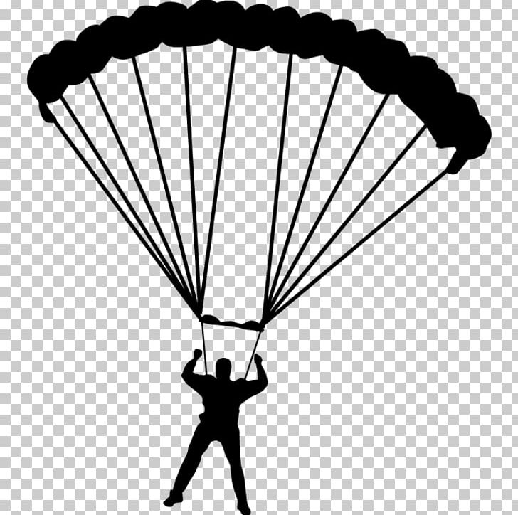 Parachute Parachuting Drawing Paratrooper PNG, Clipart, Black And White, Drawing, Line, Monochrome, Monochrome Photography Free PNG Download