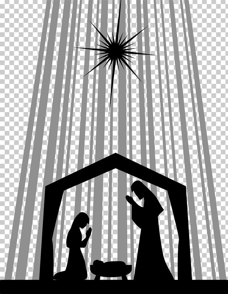 Nativity Of Jesus Nativity Scene Silhouette Manger PNG, Clipart, Angle, Animals, Black, Black And White, Building Free PNG Download