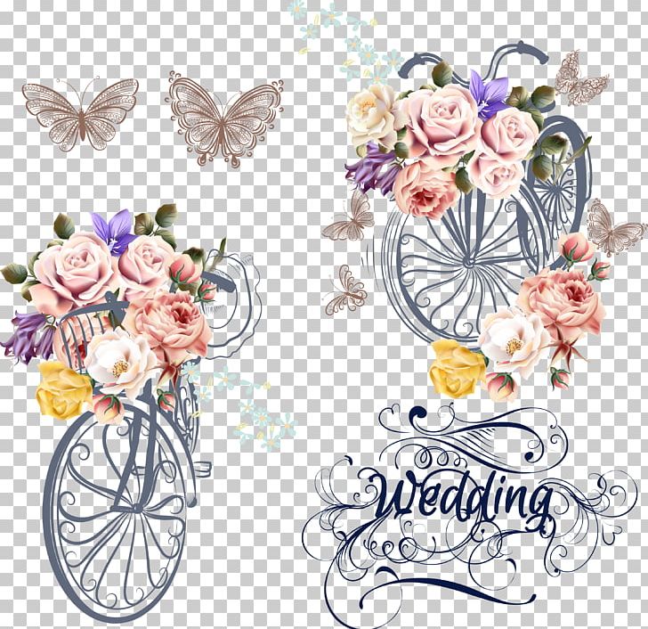 Wedding Invitation Bicycle Flower PNG, Clipart, Bicycle Silhouette, Cartoon Bicycle, Clip Art, Cut Flowers, Design Free PNG Download