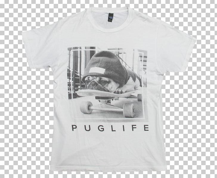Pug T-shirt Bulldog Skateboarding Dog PNG, Clipart, Angle, Animal, Black, Black And White, Brand Free PNG Download