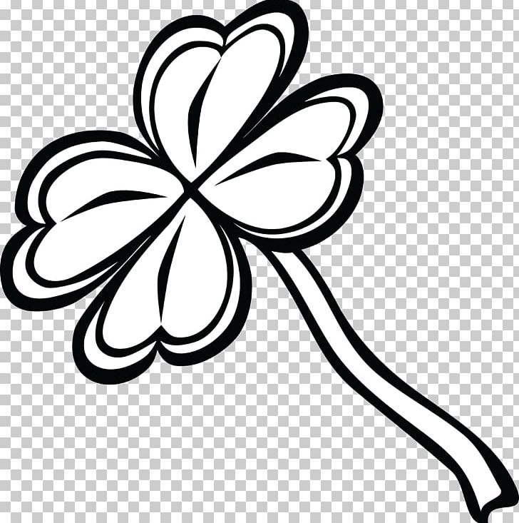 Four-leaf Clover Saint Patrick's Day PNG, Clipart, Area, Art, Artwork, Black And White, Branch Free PNG Download