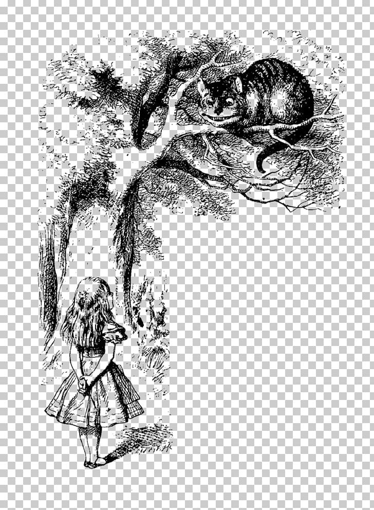 Alice's Adventures In Wonderland Cheshire Cat The Mad Hatter Red Queen PNG, Clipart, Alice In Wonderland, Alice Through The Looking Glass, Black And White, Branch, Fictional Character Free PNG Download