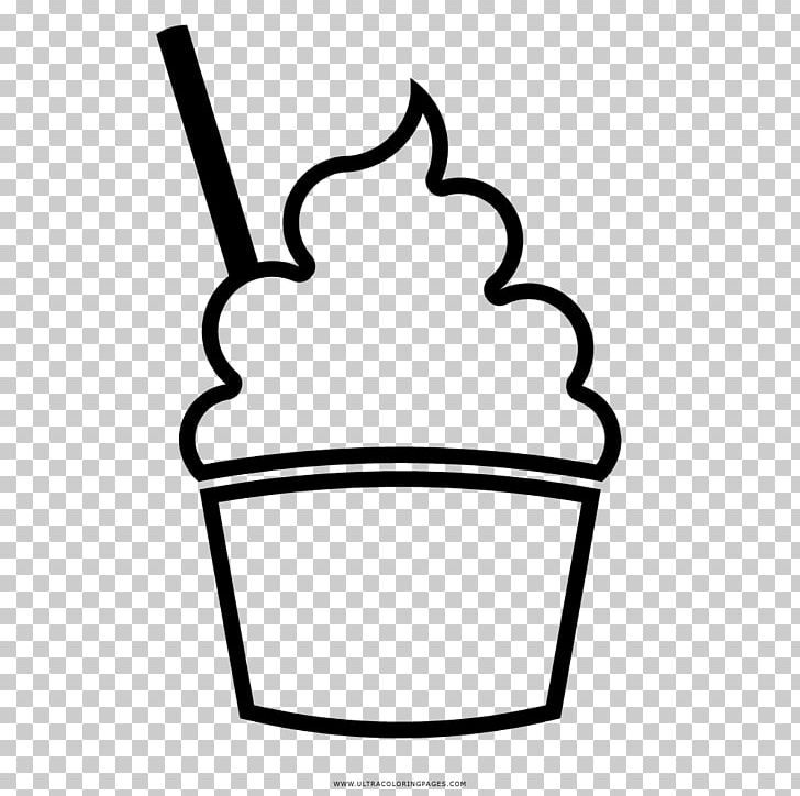 Ice Cream Sundae Drawing Cup Milkshake Png Clipart Area Black Black And White Coloring Book Cup
