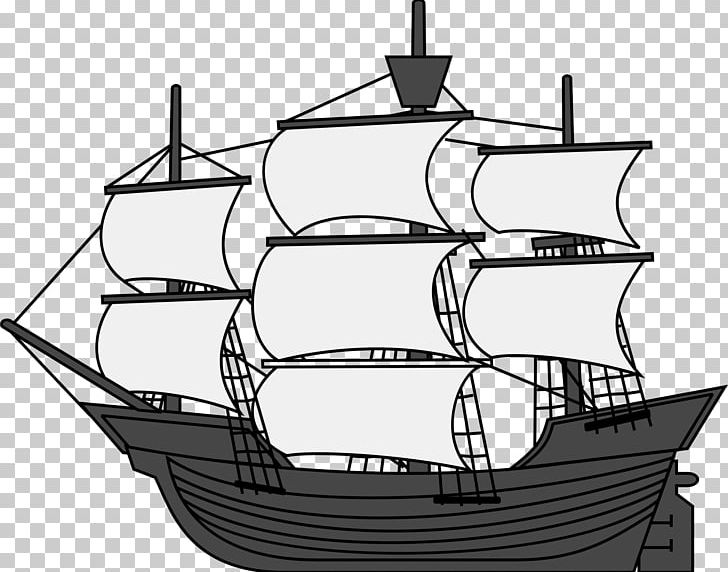 Brigantine Sailing Ship PNG, Clipart, Angle, Barque, Black And White, Boat, Brigantine Free PNG Download
