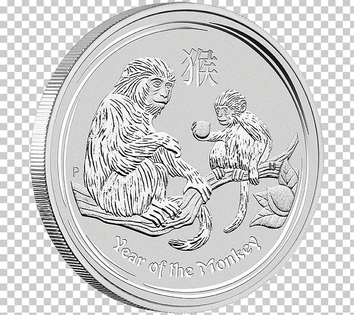 Perth Mint Monkey Silver Bullion Coin PNG, Clipart, Australia, Black And White, Bullion, Bullion Coin, Chinese Zodiac Free PNG Download