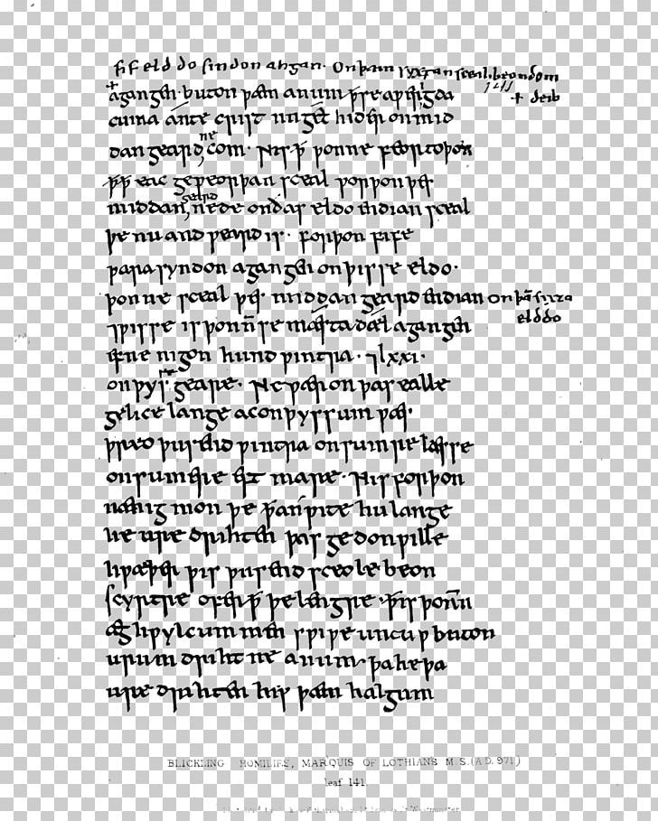 Early English Text Society Blickling Homilies Old English PNG, Clipart, Angle, Area, Azerbaijani, Black And White, Calligraphy Free PNG Download