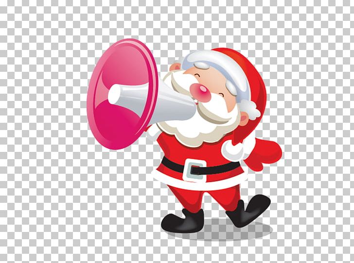 Santa Claus Christmas Illustration PNG, Clipart, Christmas Card, Fictional Character, Greeting Card, Loudspeaker, Material Free PNG Download