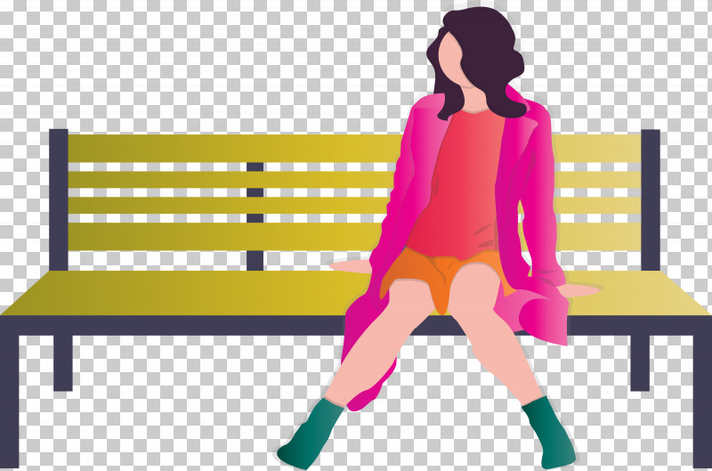 Park Bench Girl PNG, Clipart, Fashion Design, Furniture, Girl, Line, Magenta Free PNG Download