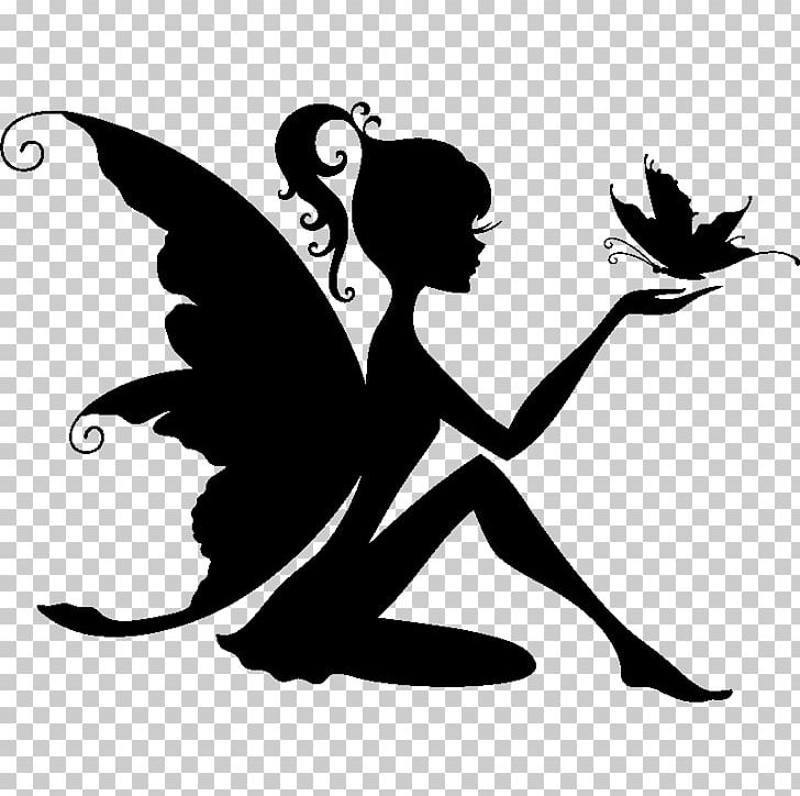 Silhouette Fairy Stencil PNG, Clipart, Animals, Art, Artwork, Black And White, Butterfly Free PNG Download