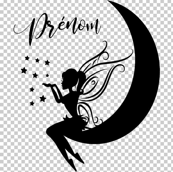 Sticker Fairy Drawing Moon PNG, Clipart, Advertising, Art, Artwork, Black, Black And White Free PNG Download
