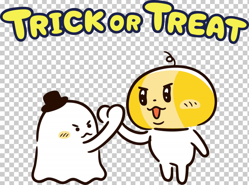TRICK OR TREAT Happy Halloween PNG, Clipart, Behavior, Cartoon, Emoticon, Happiness, Happy Halloween Free PNG Download