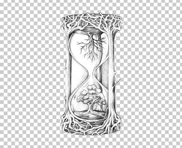 Tattoo Hourglass Drawing Idea Flash PNG, Clipart, Aurora Butterfly Of Peace, Beauty, Black And White, Branches, Dream Free PNG Download