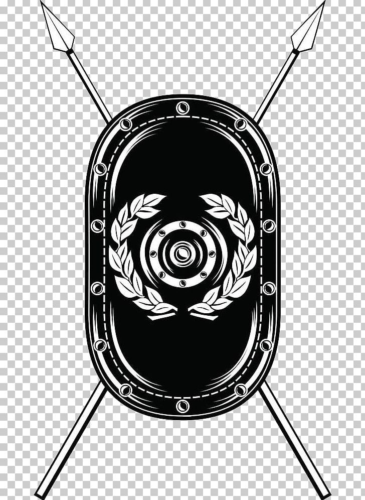 Spear Shield Sword PNG, Clipart, Black, Black And White, Card, Cent, Design Free PNG Download