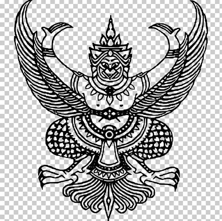 Garuda Emblem Of Thailand Nāga Mahabharata PNG, Clipart, Art, Artwork, Black And White, Drawing, Emblem Of Thailand Free PNG Download