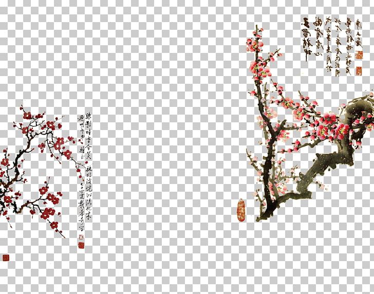 Hanfu Ink Wash Painting Dress Plum Blossom Sleeve PNG, Clipart, Blossom, Branch, Cherry Blossom, Chinese, Chinese Style Free PNG Download