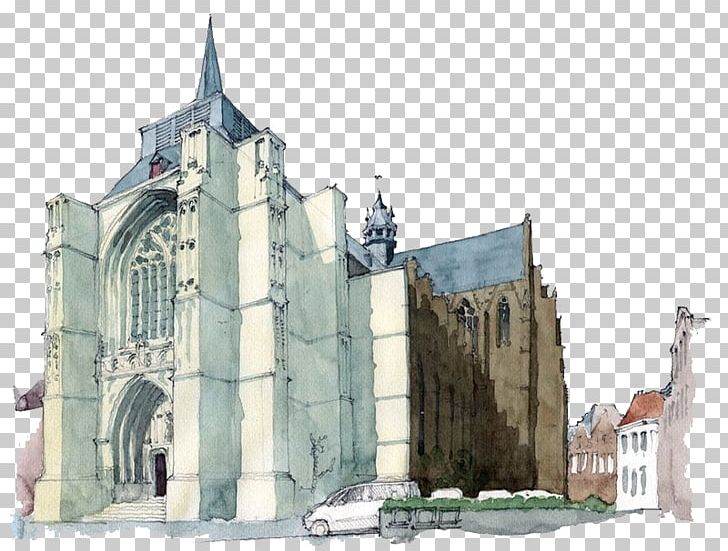 Watercolor Painting Architecture Croquis Illustration PNG, Clipart, Architectural Style, Art, Building, Catholic Church, Church Logo Free PNG Download