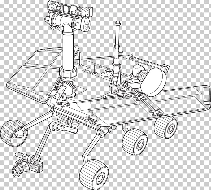 Mars Exploration Rover Mars Science Laboratory Mars Rover Curiosity PNG, Clipart, Angle, Auto Part, Black And White, Curiosity, Drawing Free PNG Download