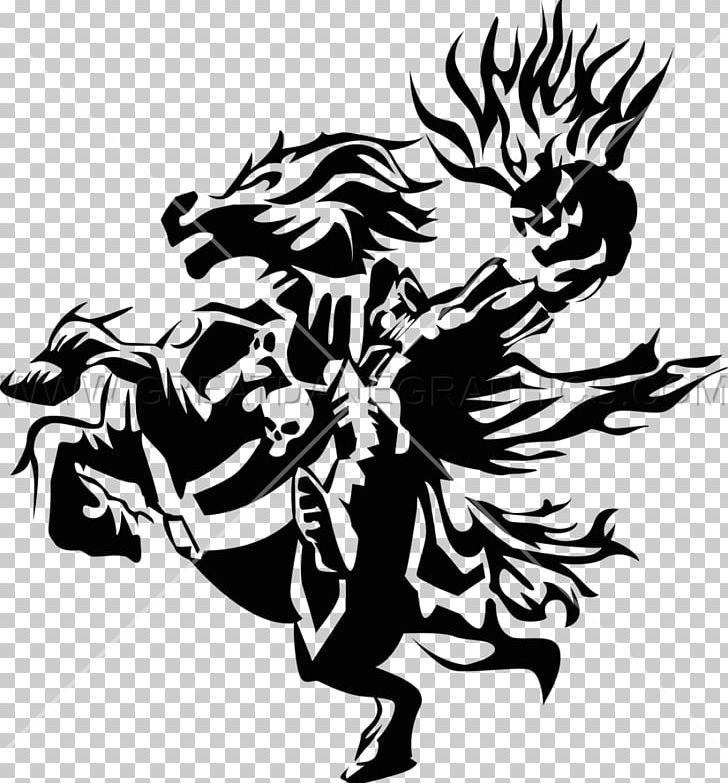 Black And White Visual Arts Printed T-shirt Screen Printing PNG, Clipart, Art, Black, Black And White, Fictional Character, Headless Horseman Free PNG Download