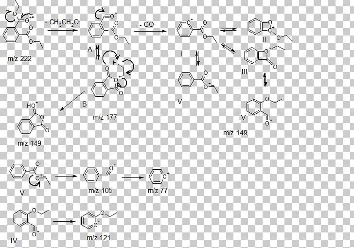 Chemistry Diethyl Phthalate Fragmentation Ester PNG, Clipart, Angle, Area, Auto Part, Black And White, Business Free PNG Download