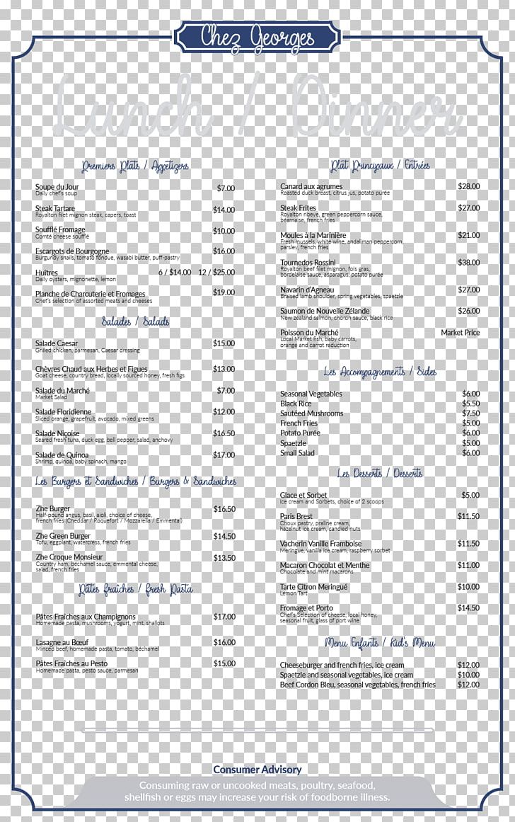 Restaurant Menu Chez Georges Chef Dinner PNG, Clipart, Area, Brunch, Chef, Cuisine, Dinner Free PNG Download