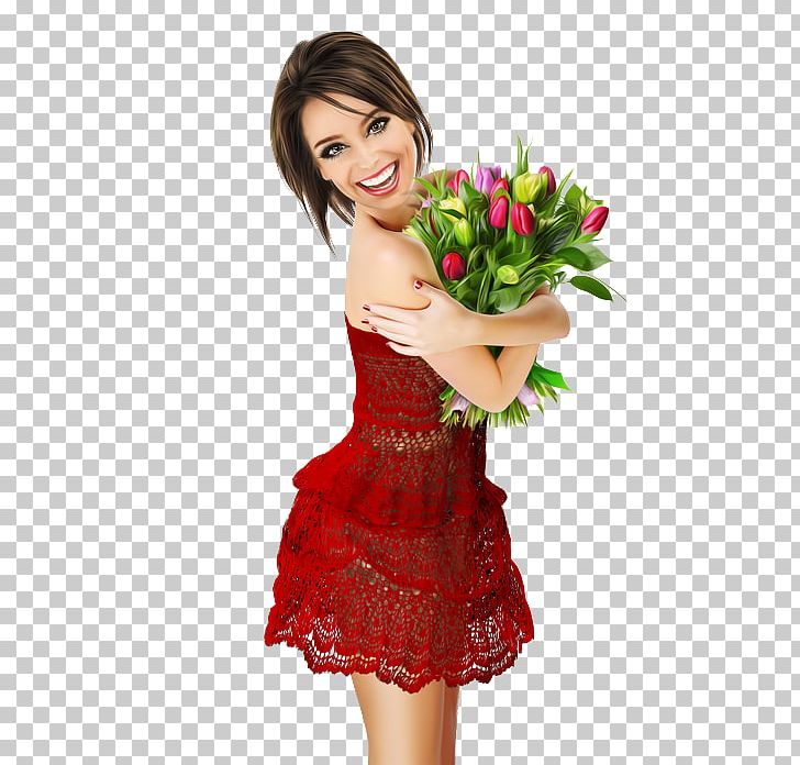 Flower Bouquet Woman Cut Flowers Tulip PNG, Clipart, Brown Hair, Cheyenne, Cocktail Dress, Costume, Cut Flowers Free PNG Download