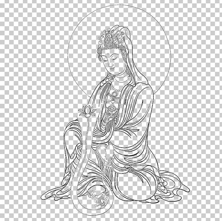 Guanyin Bodhisattva Gongbi Thangka Buddharupa PNG, Clipart, Amitu0101bha, Arhat, Arm, Buddha Lotus, Cartoon Buddha Free PNG Download