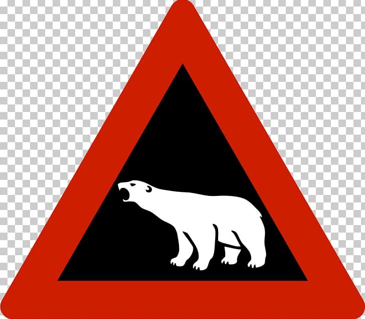Polar Bear Warning Sign Svalbard Traffic Sign PNG, Clipart, Animals, Bear, Black And White, Carnivoran, Cuteness Free PNG Download