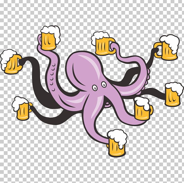 Beer Glasses Octopus Bartender PNG, Clipart, Alcoholic Drink, Animal Figure, Artwork, Bar, Bartender Free PNG Download