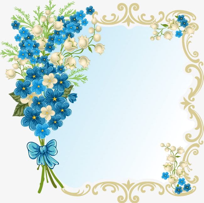 Blue Flower Frame PNG, Clipart, Beautiful, Blue, Blue Clipart, Border, Border Texture Free PNG Download