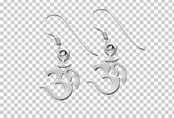 Earring Silver Om Jewellery Symbol PNG, Clipart, Aum, Bijou, Black And White, Body Jewellery, Body Jewelry Free PNG Download