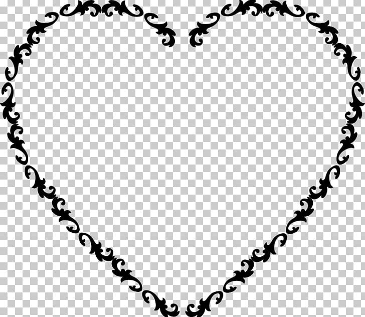 Heart Borders And Frames Computer Icons PNG, Clipart, Area, Black And White, Body Jewelry, Borders And Frames, Chain Free PNG Download