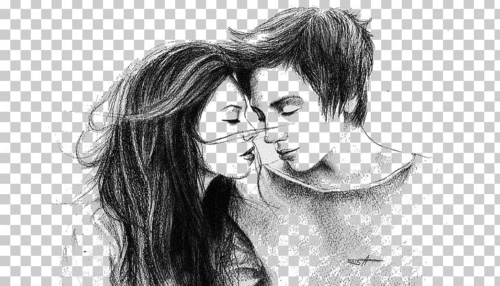 Drawing Love Intimate relationship Girlfriend Pencil, pencil, love, pencil,  black Hair png