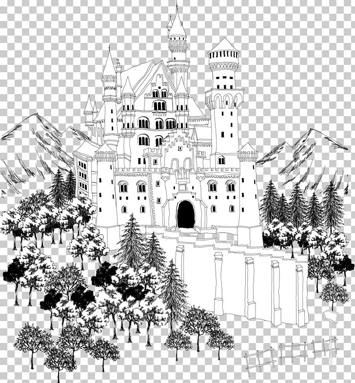 Architecture Castle Black And White PNG, Clipart, Abstract Lines, Adobe Illustrator, Art, Black Vector, Building Free PNG Download