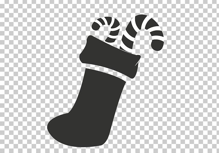 Candy Cane Sock Christmas Computer Icons PNG, Clipart, Ankle, Black, Black And White, Candy Cane, Cane Free PNG Download