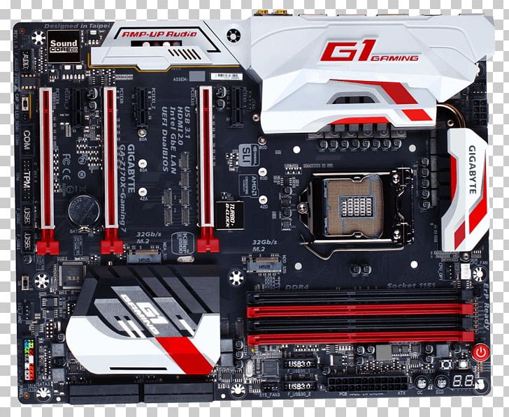 Z170 Premium Motherboard Z170-DELUXE Intel LGA 1151 GIGABYTE GA-Z170X-Gaming 7 PNG, Clipart, Atx, Computer, Computer Component, Computer Cooling, Computer Hardware Free PNG Download