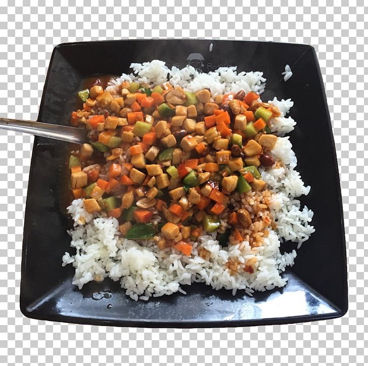 Kung Pao Chicken Vegetarian Cuisine Cooked Rice PNG, Clipart, Basmati, Black, Black Plate, Bowl, Bowling Free PNG Download