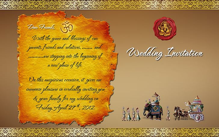 Wedding Invitation Hindu Wedding Template Hinduism PNG, Clipart, Birthday, Download, Greeting Note Cards, Hindu, Hinduism Free PNG Download