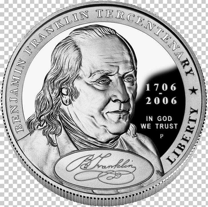 Dollar Coin Commemorative Coin Franklin Half Dollar PNG, Clipart, American Silver Eagle, Benjamin Franklin, Black And White, Cash, Coin Free PNG Download
