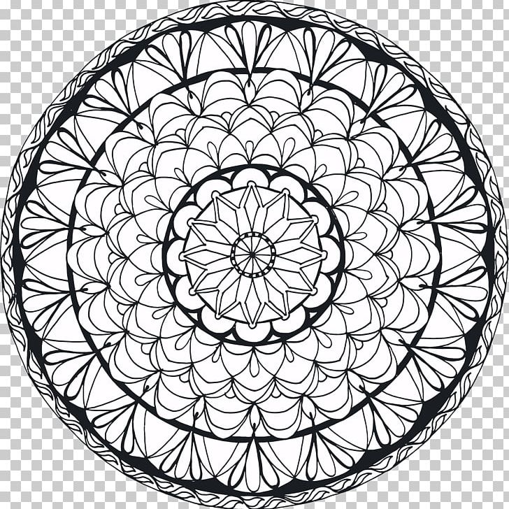 Mandala Drawing Coloring Book Meditation PNG, Clipart, Area, Bicycle Wheel, Black And White, Buddhism, Circle Free PNG Download