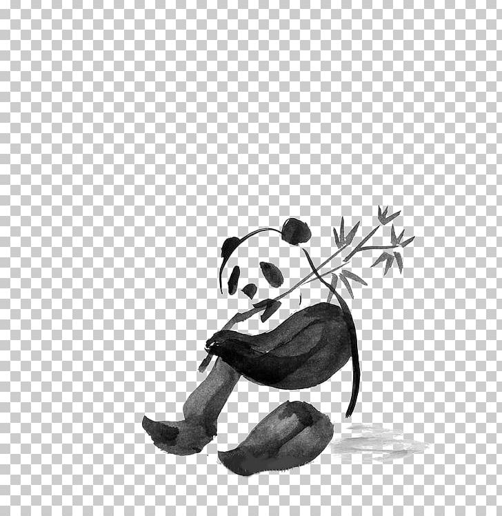 Giant Panda Field Book Of Western Wild Flowers Ink Wash Painting Watercolor Painting Drawing PNG, Clipart, Animals, Art, Black, Black And White, Chinese Painting Free PNG Download