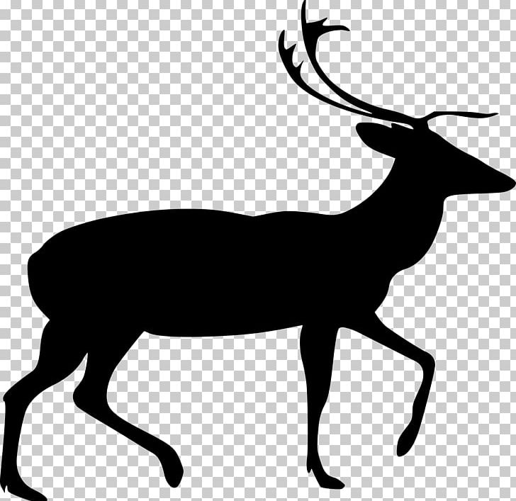 Deer Silhouette Line Art PNG, Clipart, Animals, Antelope, Antler, Artwork, Black And White Free PNG Download