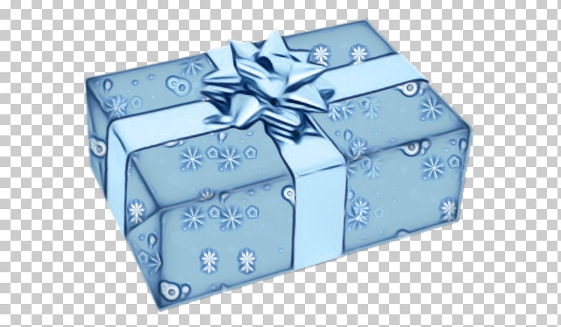 Present Blue Gift Wrapping Box Party Favor PNG, Clipart, Blue, Box, Gift Wrapping, Material Property, Paint Free PNG Download