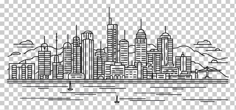 Cebu City Skyline - Line Art City Skyline Illustration PNG