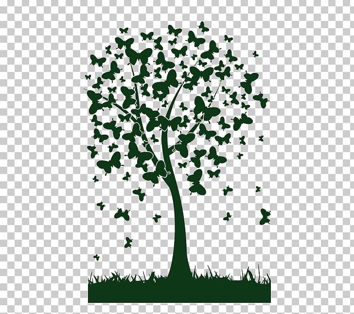 Butterfly Tree PNG, Clipart, Arecaceae, Black And White, Branch, Butterfly, Encapsulated Postscript Free PNG Download