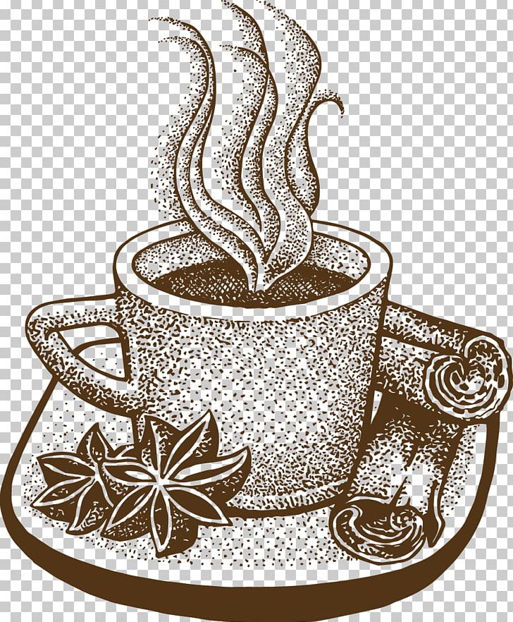 Coffee Cafe Euclidean PNG, Clipart, Black And White, Cafe, Cinnamon, Coffee, Coffee Shop Free PNG Download