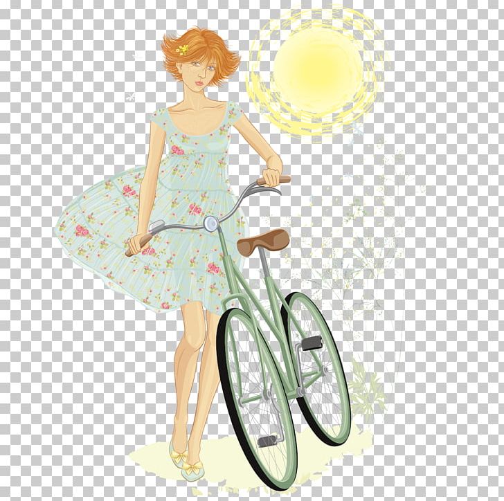 Cycling On Bicycle Drawing Illustration PNG, Clipart, Bicycle Accessory, Elegance, Fashion Girl, Fashion Illustration, Girl Free PNG Download