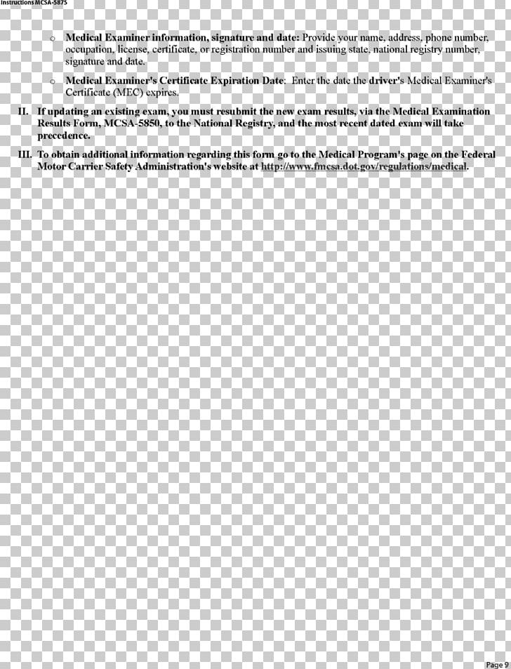 Document Section Information Design Federal Motor Carrier Safety Administration Physical Examination PNG, Clipart, Acknowledgment, Angle, Area, Black And White, Brand Free PNG Download