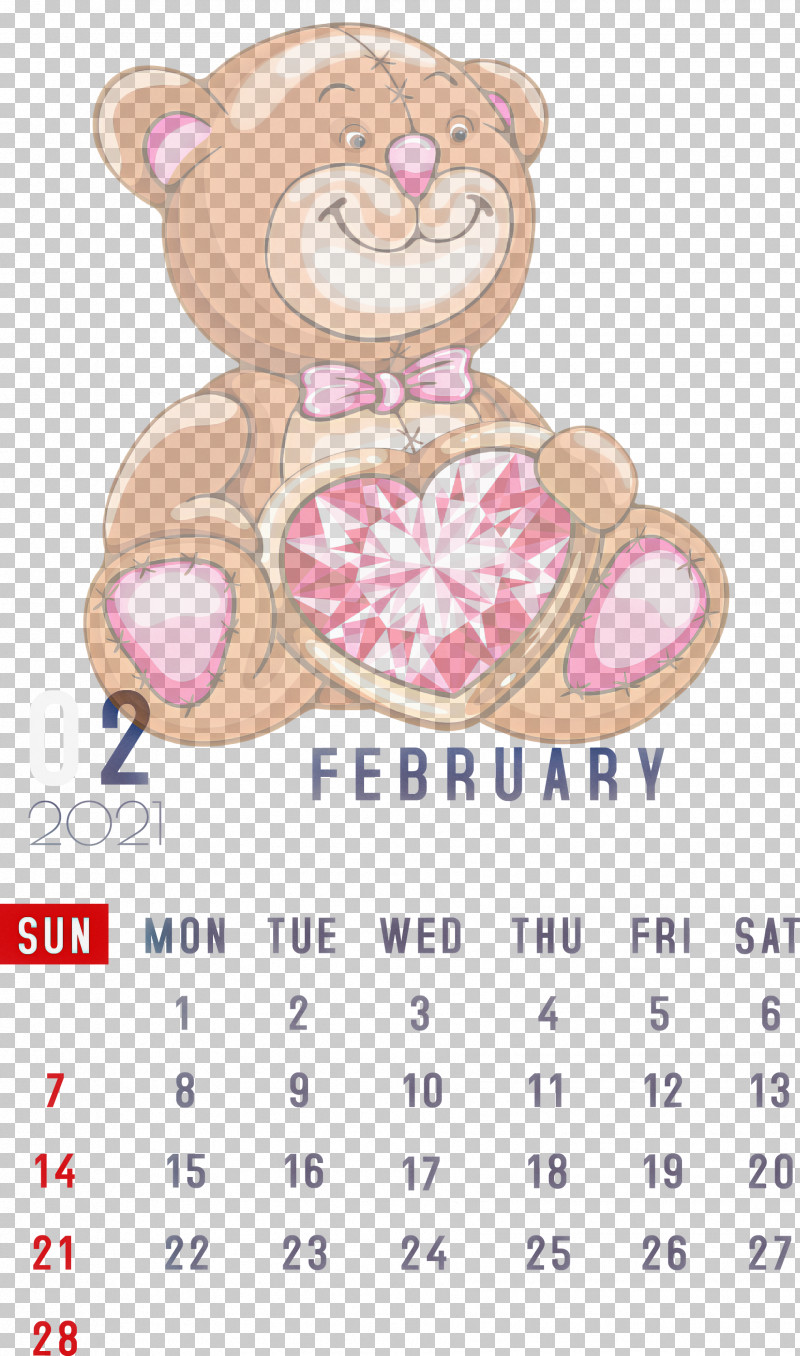 February 2021 Printable Calendar February Calendar 2021 Calendar PNG, Clipart, 2021 Calendar, Bears, Doll, Heart, Margarete Steiff Free PNG Download