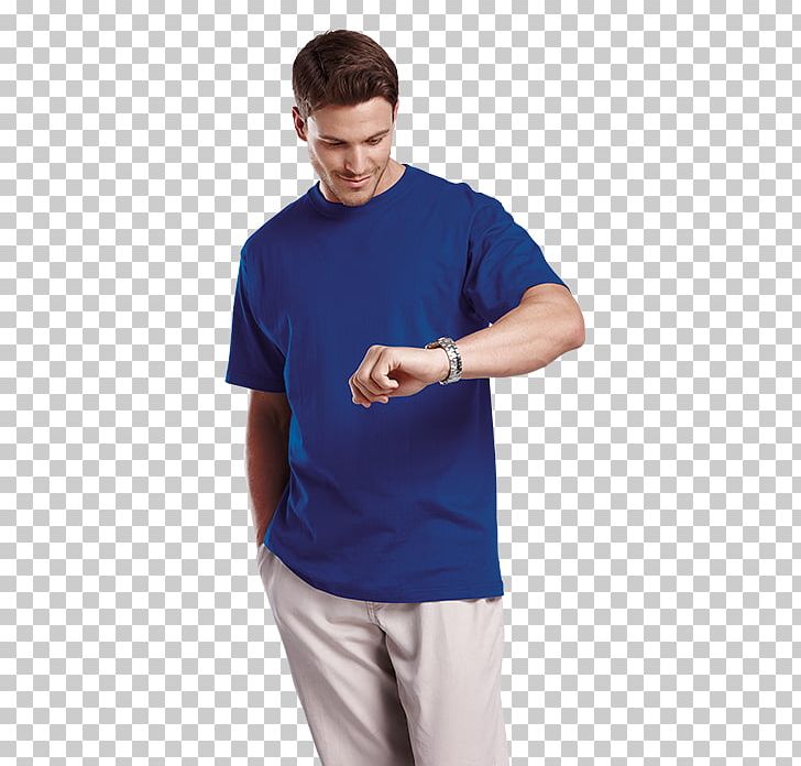 Printed T-shirt Blue Chip Branding Sleeve Promotion PNG, Clipart, Blue, Brand, Clothing, Cobalt Blue, Electric Blue Free PNG Download
