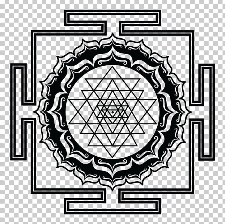 Sri Yantra Shri Vidya Chakra PNG, Clipart, Area, Bindu, Black And White, Brand, Canvas Free PNG Download